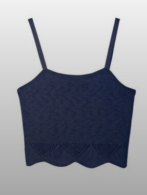 Frye Navy Knit Scallop Hem Camisole Top